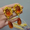 Dangle Oorbellen Amber Karamel Hars Oorhangers Met Zwaar Industrieel Temperament Prachtig en veelzijdig Damesaccessoire