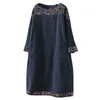 Sukienki swobodne sukienka sztrukoi vintage patchwork etniczny nadruk jesienne zimowe kieszenie z długim rękawem luźne vestidos para mujer