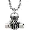 Pendant Necklaces High Quality Fist Dumbbell Stainless Steel Necklace For Men Fashion Fitness Jewelry