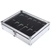 Titta på lådor Fall Professional 12 GRID Slots smycken Watches Display Storage Square Box Case Aluminium Suede Inside Container OR229E