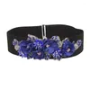 Bälten kvinnors landningsbanan Fashion Elastic Flower Cummerbunds Female Dress Corsets Waistband Decoration Wide Belt R1568