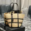 Högkvalitativ halm Tote Raffias Beach Designer Bag Rive Gauche 7a Luxurys handväska vävkorg Stora butikspåsar Kvinnor Mens Clutch Crossbody Pochette Shoulder Bag
