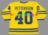 Vintage 2002 Team Sverige Hockey Jerseys 30 Henrik Lundqvist 13 Mats Sundin 21 Peter Forsberg 11 Daniel Alfredsson 22 Henrik Sedin Nicklas Lidstrom Anpassad storlek S-4XL