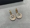 2023 V gold material Luxury quality round shape pendant necklace with diamond drop earring have stamp PS2071