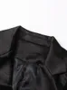 Costumes pour femmes Blazers Deuxtwinstyle paillettes noir Blazer pour femmes col cranté à manches longues Patchwork plumes manchette solide Blazers femme vêtements 231211