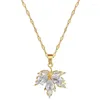 Halsbandörhängen Set Leaf Classic Personality Party Temperament Jewelry Fashionable Delicate Micro-Inlaid Romantic White Maple