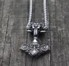 Viking Mjolnir Thor039s Martello Teste di pecora Collana con ciondolo in acciaio inossidabile Scandinavo Pagano Norreno Rune Totem Uomo Amuleto Jewe4554213