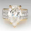 Кольцо с бриллиантом в виде капли воды, 14-каратное золото, обручальное кольцо, кольца для женщин, свадебные украшения, подарок