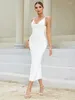 Casual Dresses Factory Wholesale Women's White Spaghetti Strap V-Neck Sexig Boutique Celebrity Cocktail Party Bandage Long Dress