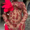 Plus Size ASO EBI Prom Kleider Mermaid Illusion Langarmes Abendkleid mit Wrap Applizce Birthday Party Kleider formelle zweite Empfangskleid Am133 407