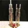 6PCS Część 8 Heads Metal Candelabra Gold Candle Holder Acryl Wedding Table Centerpiece Candle Holders Candelabrum Decoration1918