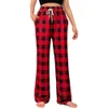 Grande taille automne hiver Cargo pantalon femmes pantalons droits décontractés cordon élastique Plaid surdimensionné pyjama pantalon pantalon pour femme