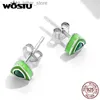 Stud WOSTU Prata Demon Devil Eye Brincos para Mulheres Ocidental Roxo Verde Azul Zircon 925 Sterling Silver Stud Brincos Jóias Presente YQ231211