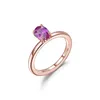 Cluster-Ringe GEM'S BALLET Ovaler Lab Pink Sapphire Solitär-Verlobungsring 925 Sterling Silber, zierliches Hochzeitstag-Versprechensgeschenk