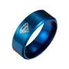 Nouvelle mode or argent noir titane hommes garçon Superman symbole acier inoxydable Ring244A