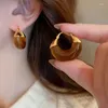 Hoopörhängen Minar Trendy Multicolor Harts U For för kvinnor Girl Wholesale 14k Real Gold Plated Copper Geometric Earring
