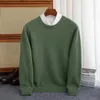 Herrtröjor 100% ren ulltröja Men Autumn Winter O-Neck Pullovers Business Casual Base Shirt Knit High-klass varm manlig jumper 231211