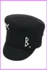 Lyxdesigner Rhinestone broderad ull tweed Autumn Winter Navy Hats Girl Bailey Flat Top Cap Women Mens Caps Casquette D21126789205