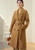 Manteau en cachemire double face de tempérament classique pour femme, long manteau d'hiver en laine à double boutonnage