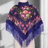 Bufandas Mujeres Mantón con flecos Estampado floral con flecos Elegante manta cálida Bufanda para ancianos de mediana edad Otoño Invierno