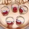 Cluster Rings Natural Stone Ring Red Gemstone Engagement Wedding For DIY Festival Necklace Jewelry Accessories Making Adjustable Gifts