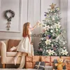 Julekorationer 120pc Artificial Flower Golden Red Diy Xmas Tree Wreath for Party Home Decor Noel Nyår 2023Vaiduryd