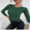 Pulls pour femmes Mode Printemps Femmes Manches longues Col ras du cou Slim Pull en tricot côtelé Femme Coréen Y2K Pull de luxe Tops Vêtements