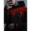 Sweats à capuche pour hommes Evil Blood Grand motif Sweat à capuche Personnalité unique Décontracté Automne / Hiver Épaissi Chaud Noir Pour Homme Complet