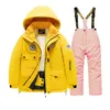 Andere sportartikelen Kinderskipak Jongen Meisje Winter Pluche Dikke katoenen kleding Broekset Sneeuw Snowboardjas Broek Waterdichte kleding 231211