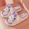 Pantoufles Pantoufles en lin de dessin animé mignon pour femmes Kawaii RabbitClouds chaussures conception féminine diapositives confortables plate-forme de printemps couples sandales