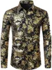 Designer camisa masculina luxo paisley flor ouro brilhante impressão camisa camisas moda ultra fina manga longa festa bola vestido masculino desgaste 231211