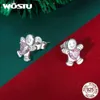 Stud Wostu Gingerbread Man Ear Stud 925 Sterling Silver Christmas Gift Box Trains for Women Christmas Party Jewelry Gift FIE1656 YQ231211