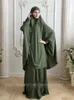 Ethnic Clothing Eid 2 Piece Set Long Khimar Skirt Muslim Prayer Garment Abaya Women Niqab Burka Saudi Arabia Hijab Ramadan Robe