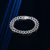 Produttore personalizzato catena cubana da 10 mm bracciale grosso in argento 925 con catena spessa braccialetto con catena cubana completamente pavimentata in zirconi