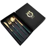 Fashion Stainless Steel Golden Cutlery Flatware Sets Black Luxury Dinnerware Kitchen Mirror Polishing Fork Spoons Knives Set 4Pcs2271337