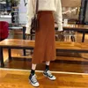 Skirts Vintage Women thick sweater skirt Elastic High Waist Pleated Midi knitted Skirt Pencil female solid elegant Skirts Spring summer 231211