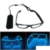 Party Decoration El Wire LED Glasses Special Shutter Light Up Monochrome Glow Shades ögonkläder w/Driver för rave Party Christmas Drop D DHKQV