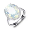 6 pezzi 1 lotto Luckyshine gioielli classici fuoco ovale bianco pietra di luna gemme di cristallo argento 925 festa di nozze donna anello301Y