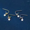 Dangle Earrings Dainty Star Silver Color Short Tassel Drop Crystal Beads Jewelry Link Brincos For Girls Women Gifts