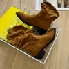 Women Designer Half Boots IM Suede Leather Short Boots Browm and Black Colors Available Med Heels