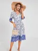 Robe de travail à manches courtes pour femmes, style Boho, décontracté, col en V, motif Floral, ligne a, pour plage, Cocktail, été, Streetwear