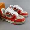 2024 Designer Sneaker Virgil Trainers Chaussures décontractées COULAGE CUIR ABLOH GREEN ET ROUGE BLUE DÉPLAISE PLATSE PLATTE LOBLE SALSKELS TIME36-45