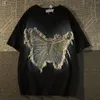 T-shirts pour hommes Summer Butterfly Patch Niche T-shirt à manches courtes Casual Loose High Street Tops à manches courtes Hommes T-shirts Vêtements masculins