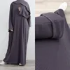 Roupas étnicas Modest Casual Plain Muçulmano Mulheres Com Nervuras O-pescoço Longo Maxi Vestido Turquia Dubai Árabe Kaftan Femme Abaya Eid Ramadan Jalabiya