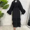 Ubranie etniczne na Bliskim Wschodzie Muzułmańska moda Ruffled Tleeve Dubai Arab Arain Cardigan Robe Morrocan Kaftan Dress African