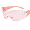 Lunettes de soleil filles garçons enfants mode sans monture Y2k pour enfants lunettes de soleil à la mode Punk une pièce lunettes nuances