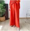 Women's T Shirts Pleated Top Wide Leg Shorts Set Female Autumn Temperament Fashion 2024 Spring Long Style Round Neck Ninth Pants Leisure