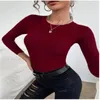 Pulls pour femmes Mode Printemps Femmes Manches longues Col ras du cou Slim Pull en tricot côtelé Femme Coréen Y2K Pull de luxe Tops Vêtements