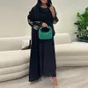 Abiti taglie forti 2024 Nero Casual Aperto Kimono Abaya per le donne musulmane Ramadan Eid Jalabiya Ricamo Manica lunga Abito marocchino africano 231208