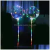 Украшение вечеринки Светодиодный мигающий шар Прозрачное светящееся освещение Шаровые шары Бобо с 70-сантиметровой веревкой Рождественские свадебные украшения Dhfa2